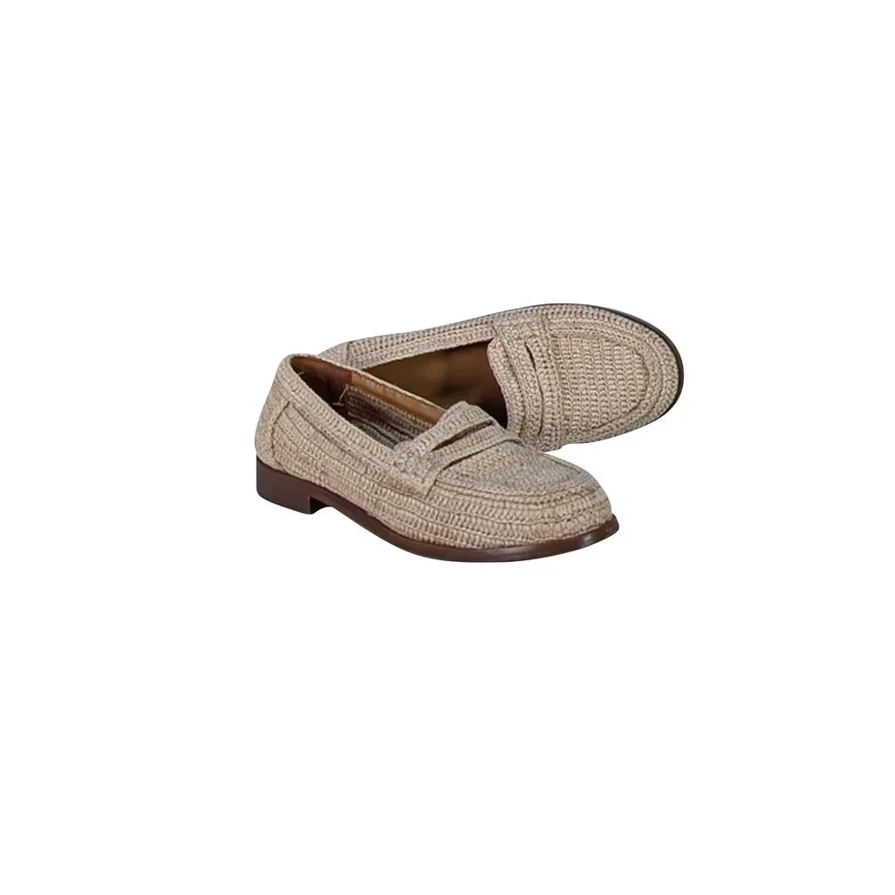 Sezane - Beige Raffia Slip On Loafers Sz 9